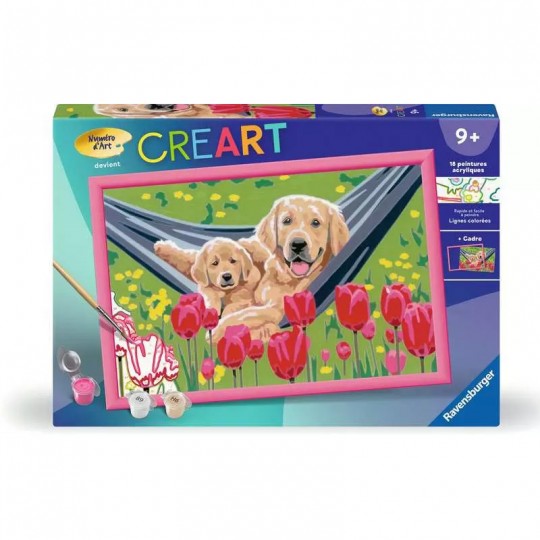 CreArt Kids 31x21cm : Labradors et tulipes - Ravensburger Ravensburger - 1