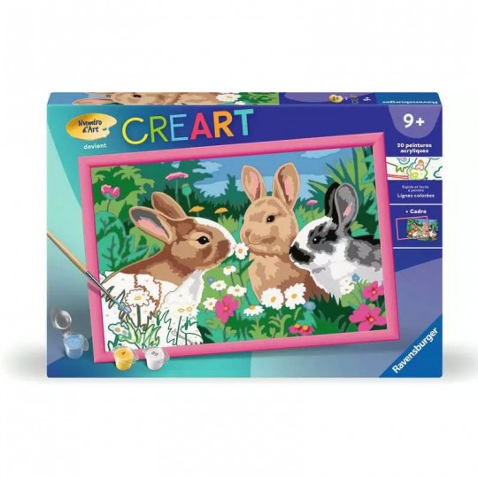 CreArt Kids 31x21cm : Lapins dans le pré - Ravensburger Ravensburger - 1