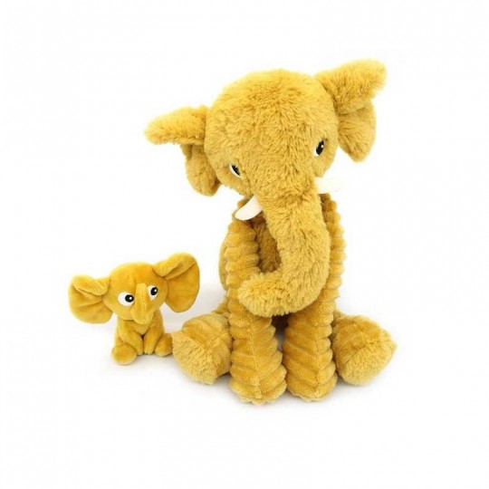Peluche Les Ptipotos : Eléphant Dimoitou maman et son bébé moutarde - Les Déglingos Les Déglingos - 1