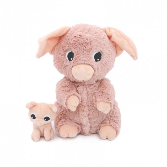 Peluche Les Ptipotos : Cochon Barbekiou maman et son bébé rose - Les Déglingos Les Déglingos - 1