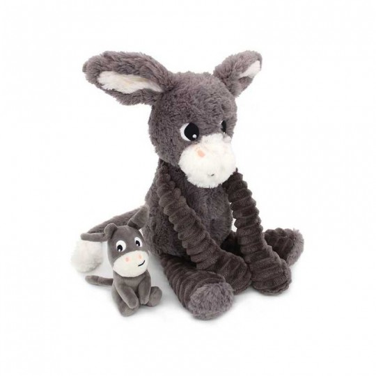 Peluche Les Ptipotos : Âne Poitou maman et son bébé gris - Les Déglingos Les Déglingos - 1