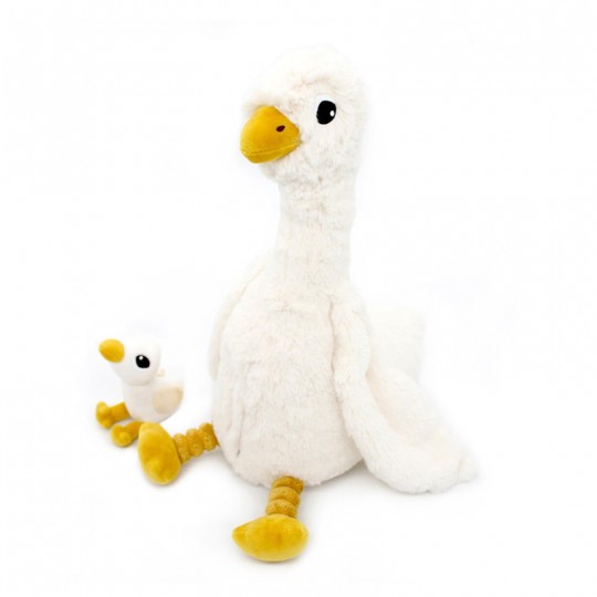 Peluche Les Ptipotos : Oie Jébongou maman et son bébé blanc - Les Déglingos Les Déglingos - 1