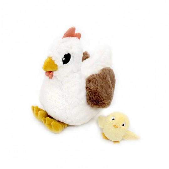 Peluche Les Ptipotos : Poule Pioupiou maman et son bébé blanc - Les Déglingos Les Déglingos - 1