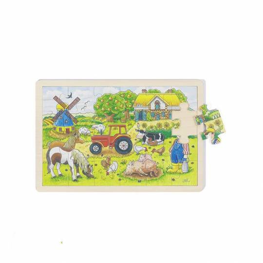 Puzzle en bois la ferme des meuniers 24 pièces Goki - 1