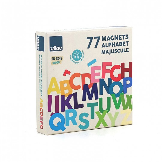 Coffret de magnets en bois 77 lettres majuscules - Vilac Vilac - 1