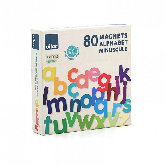 Coffret de magnets en bois 80 lettres minuscules - Vilac Vilac - 1