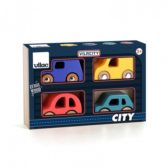 Coffret de 4 voitures en bois City Vilacity - Vilac Vilac - 1