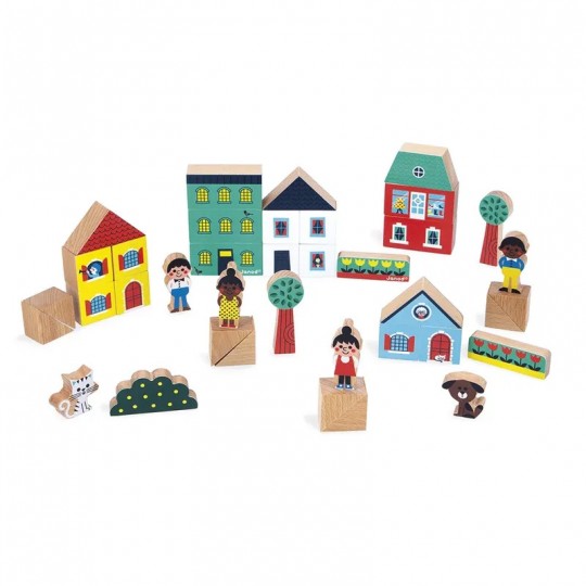 Set de 36 cubes en bois Ville Cross Roads - Janod Janod - 1