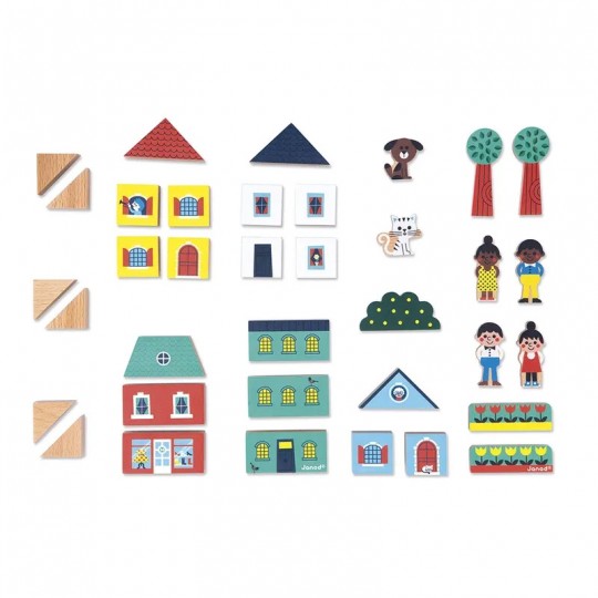 Set de 36 cubes en bois Ville Cross Roads - Janod Janod - 2