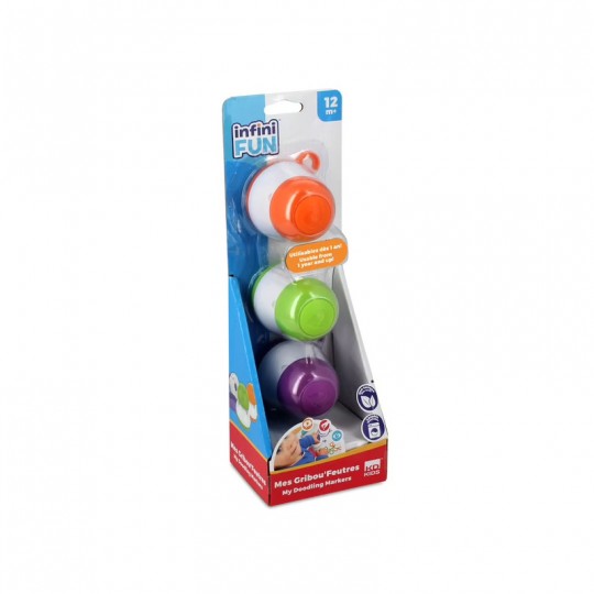 Mes 1ers feutres de dessin Gribou'feutres vert, orange, violet - Infinifun Infinifun - 1