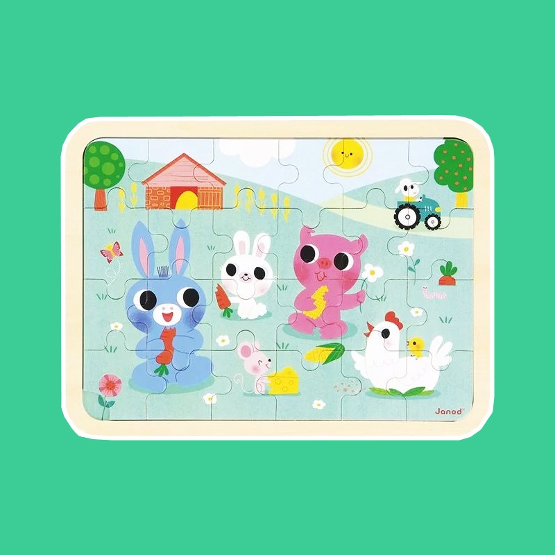 Puzzle en bois 24 pcs La Ferme Janod