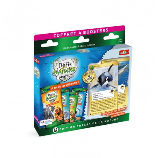 Défis Nature Protect - Coffret 4 Boosters + 2 cartes Totems Orque et Requin Bioviva Editions - 2