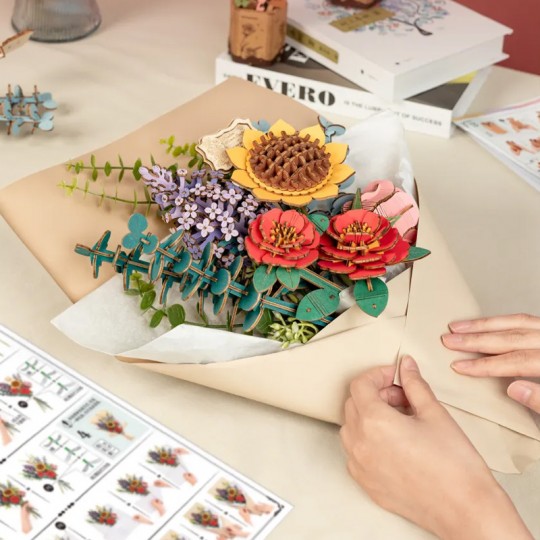 Wooden Flower Bouquet / Bouquet de fleurs en bois - Puzzle 3D en bois ROWOOD RoWood - 2