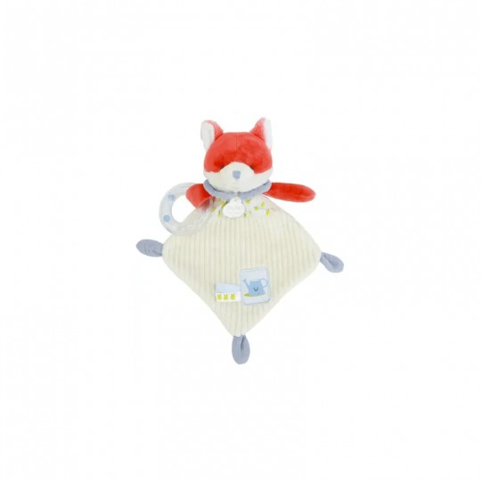 Dans mon jardin : Doudou plat hochet billes Renard Romarin 21 cm - Doudou et compagnie Doudou et compagnie - 1
