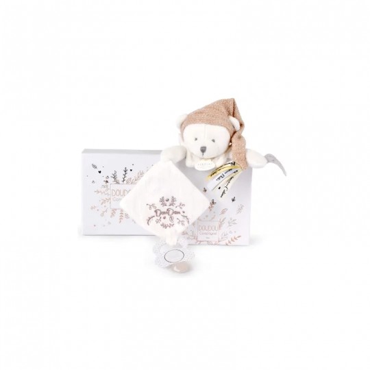 Collection Anniversaire : Ours en peluche Rose attache-sucette 20 cm - Doudou et compagnie Doudou et compagnie - 1