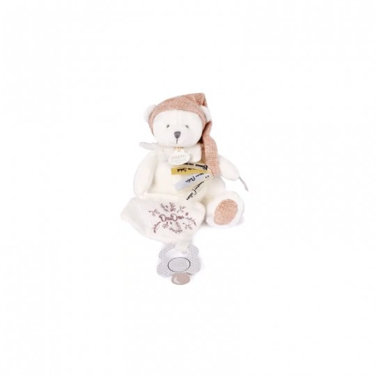 Collection Anniversaire : Ours en peluche Rose attache-sucette 20 cm - Doudou et compagnie Doudou et compagnie - 2