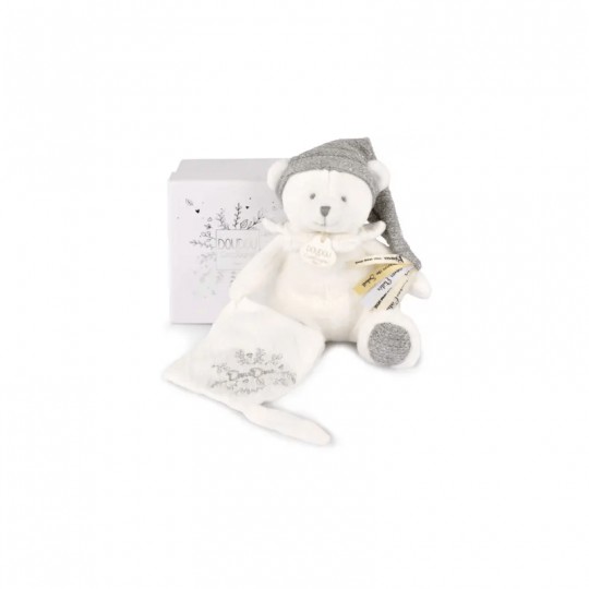 Collection Anniversaire : Ours en peluche Gris attache-sucette 20 cm - Doudou et compagnie Doudou et compagnie - 1