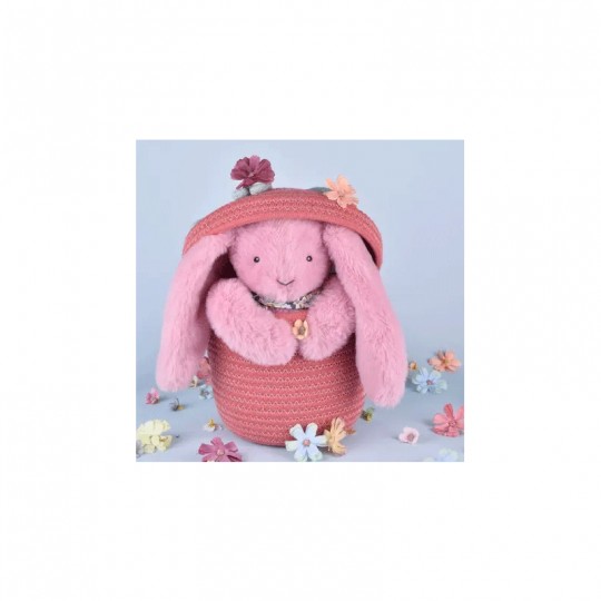 Lapin Fleurette : Peluche Lapin rose 25 cm - Doudou et compagnie Doudou et compagnie - 3