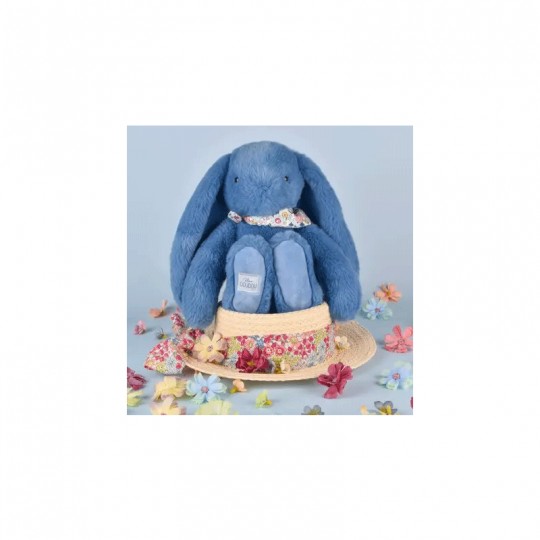 Lapin Fleurette : Peluche Lapin bleu 25 cm - Doudou et compagnie Doudou et compagnie - 3