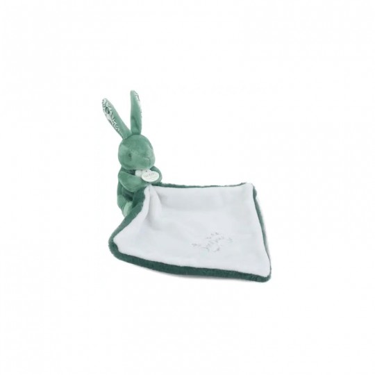 Lapin DOUDOU : Doudou Lapin mouchoir Vert 10 cm - Doudou et compagnie Doudou et compagnie - 1