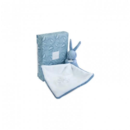 Lapin DOUDOU : Doudou Lapin mouchoir Bleu 10 cm - Doudou et compagnie Doudou et compagnie - 1