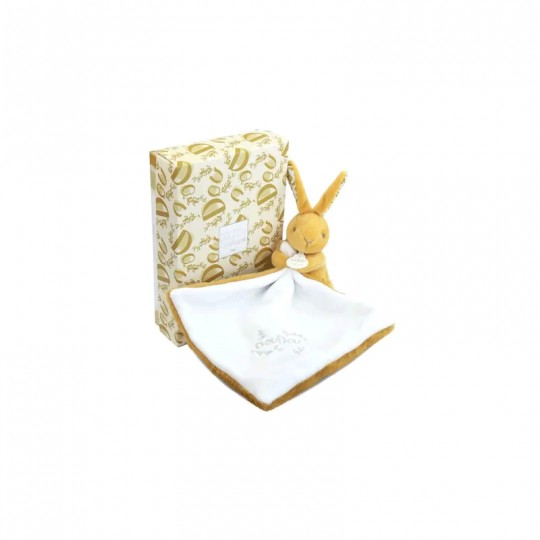 Lapin DOUDOU : Doudou Lapin mouchoir Jaune moutarde 10 cm - Doudou et compagnie Doudou et compagnie - 1