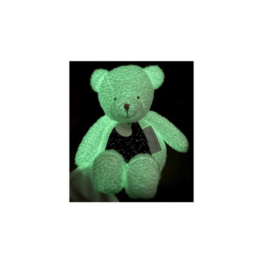 Clair de Lune : Peluche ours luminescent avec mouchoir 28 cm - Doudou et compagnie Doudou et compagnie - 2