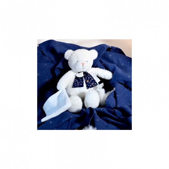 Clair de Lune : Peluche ours luminescent avec mouchoir 28 cm - Doudou et compagnie Doudou et compagnie - 3