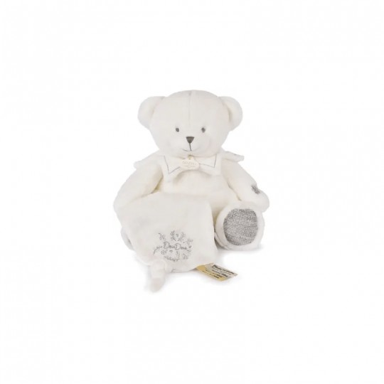 Collection Anniversaire : Doudou mouchoir ours Gris 30 cm - Doudou et compagnie Doudou et compagnie - 1
