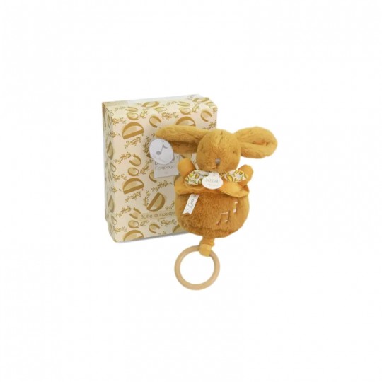 Lapin DOUDOU : boite à musique lapin Jaune moutarde 20 cm - Doudou et compagnie Doudou et compagnie - 1