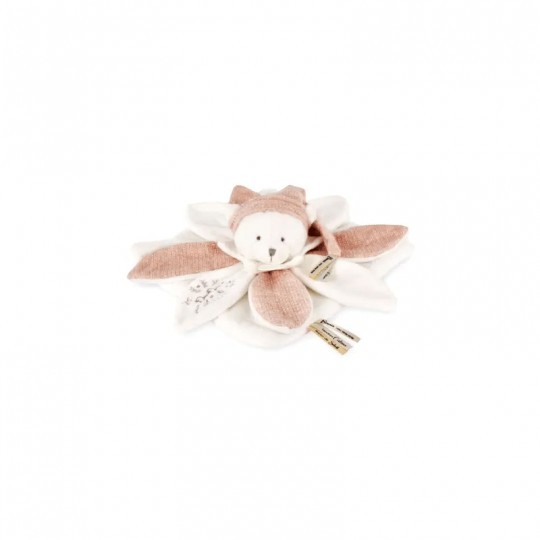 Collection Anniversaire : Doudou plat pétales Ours Rose 25 cm - Doudou et compagnie Doudou et compagnie - 1