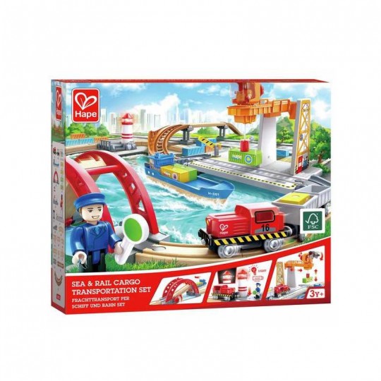 Circuit de train de cargaison avec port maritime - Hape Hape - 2