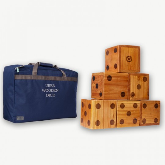 Sac de 6 dés en bois géants - XXXL 21 cm - UBER Luxe Uber Games - 1