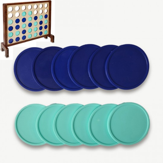 Lot de 12 Palets 13cm pour Puissance 4 géant 115cm - Bleu / Turquoise Uber Games - 1