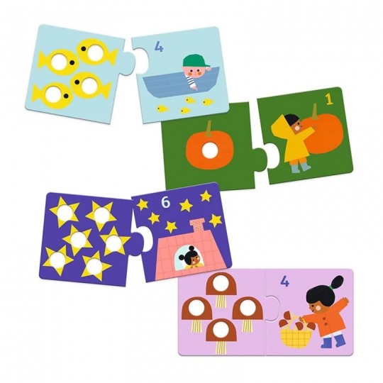 Puzzle duo 12x2 pcs Premiers chiffres - Djeco Djeco - 2