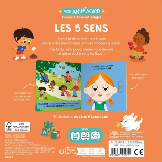 Mon anim'agier Premiers apprentissages : Les 5 sens - Auzou Auzou - 1