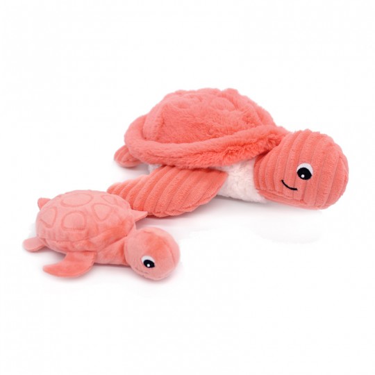 Peluche Les Ptipotos : tortue Sauvenou maman et son bébé Corail Les Déglingos - 1