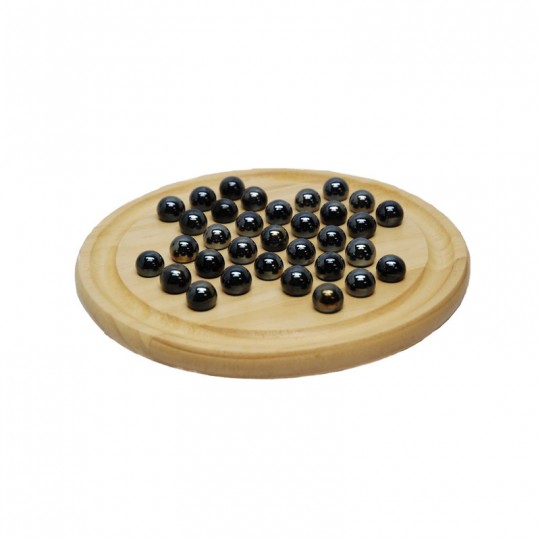 Solitaire en bois 22 cm billes en verre noir - HOT Games Hot Games - 1