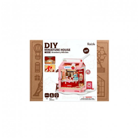 Strawberry Milk Box - Miniature 3D DIY Rolife Rolife - 1