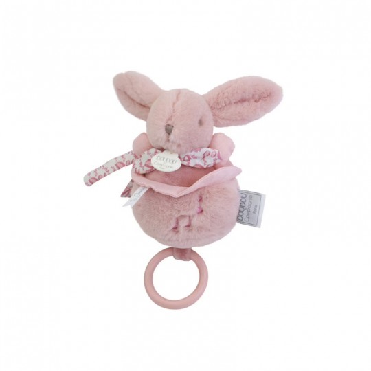 Boite à musique lapin 20 cm Rose : Lapin DOUDOU - Doudou et compagnie Doudou et compagnie - 1
