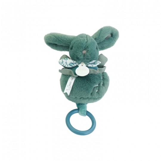 Boite à musique lapin 20 cm Vert : Lapin DOUDOU - Doudou et compagnie Doudou et compagnie - 1