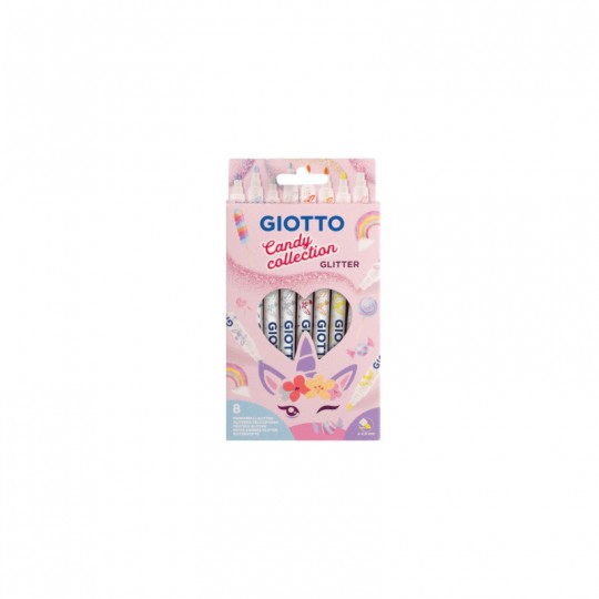 Pochette 8 feutres Turbo Glitter pastel Candy Collection - Giotto Giotto - 1
