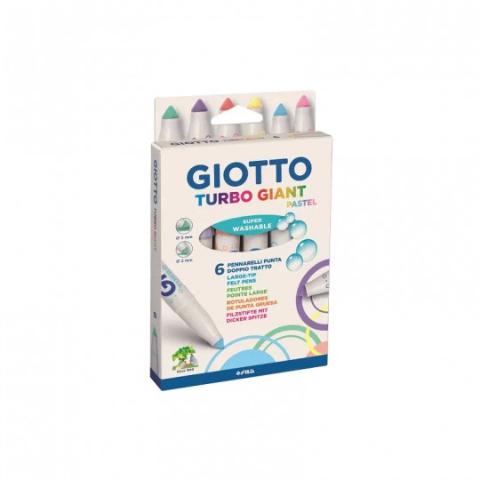 Pochette 6 feutres Pastel TURBO Giant pointe conique Super Washable - Giotto Giotto - 1