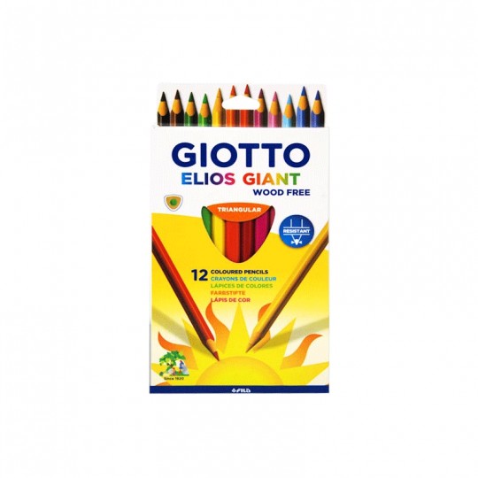 Pochette 12 crayons de couleurs ELIOS GIANT Wood Free - Giotto Giotto - 1