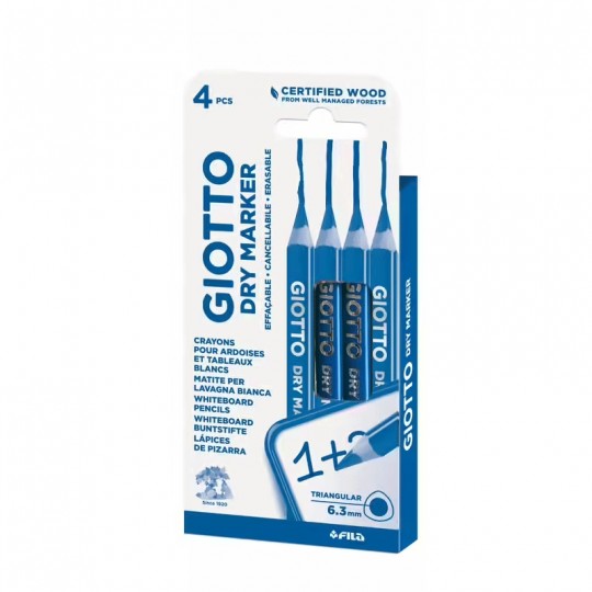 Pochette 4 marqueurs bleu DRY MARKER - Giotto Giotto - 1