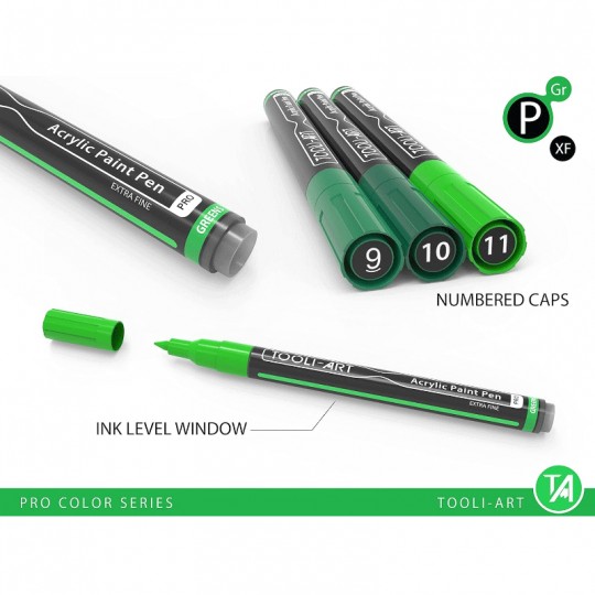 TOOLI-ART Marqueur Acrylique Set Vert 22 couleurs EF 07mm Tooli - 2
