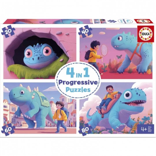 Puzzle progressif 20 + 40 + 60 + 80 pcs Dinosaures sympathiques - Educa Educa - 1