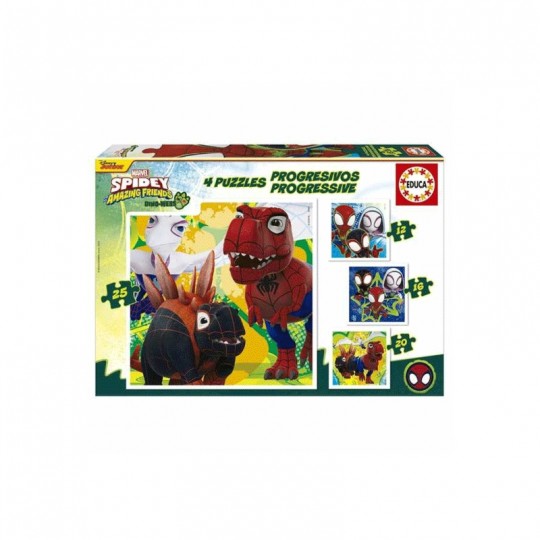 Puzzle progressif 12 + 16 + 20 + 25 pcs Dino Spidey - Educa Educa - 1