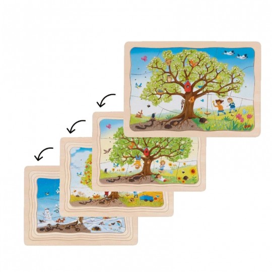 Puzzle 47 pcs à 4 couches Saisons du pommier - Goki Goki - 1
