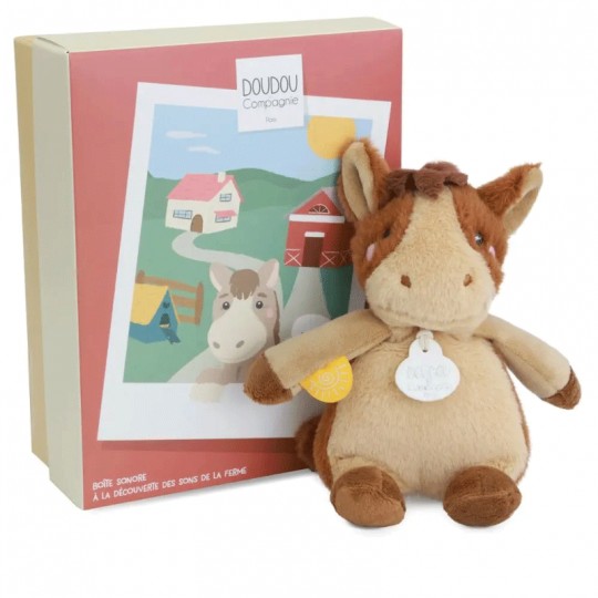 Peluche Cheval 17 cm DOUDOU de la ferme avec boite sonore - Doudou et compagnie Doudou et compagnie - 1
